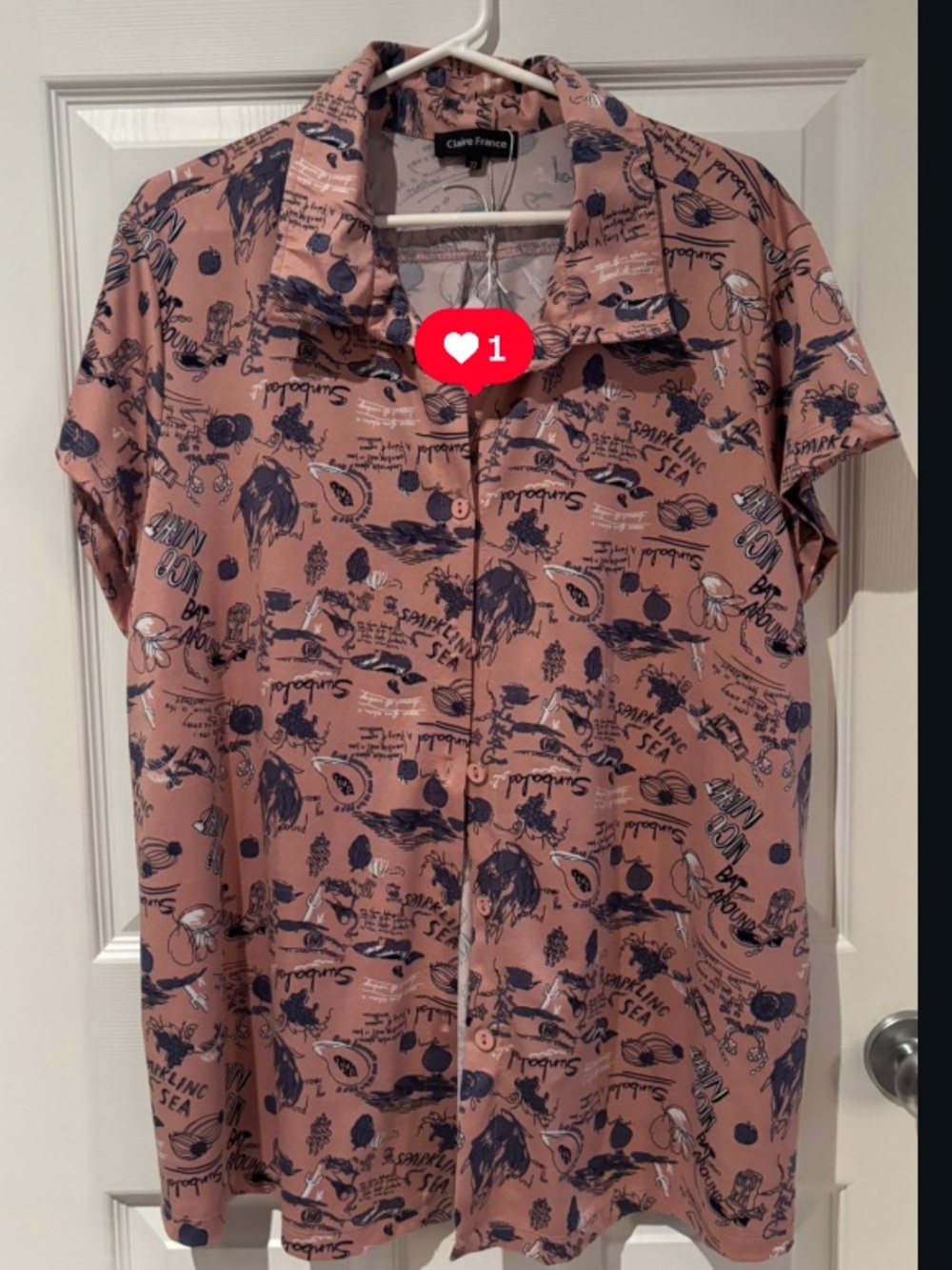 Pink Beachy Button-Down Short Sleeve Shirt or cover up